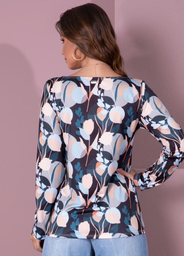 Quintess - Blusa com Decote Canoa Abstrato Color 2