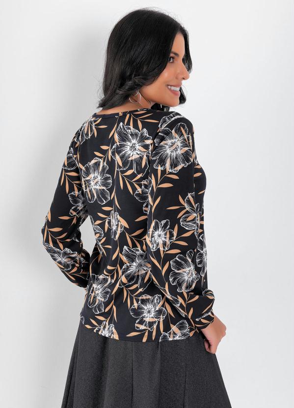 Outlet - Blusa com Gota Floral Marinho Moda Evangélica 3