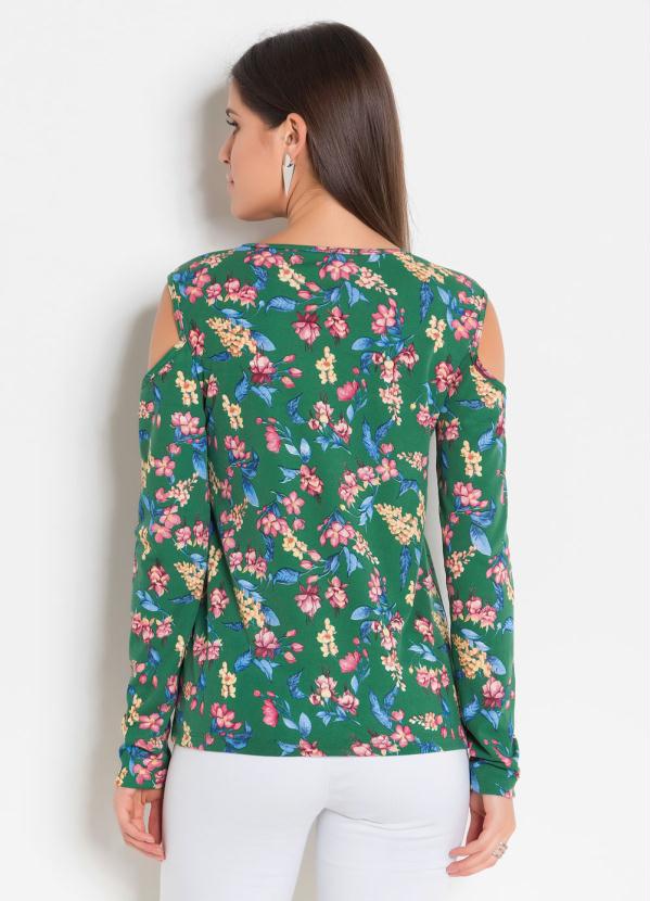 Outlet - Blusa com Manga Longa com Ombro Vazado Floral 2