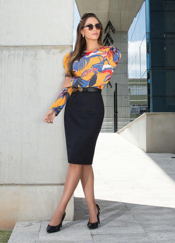 Outlet - Blusa com Manga Princesa Estampada Moda Evangélica 7