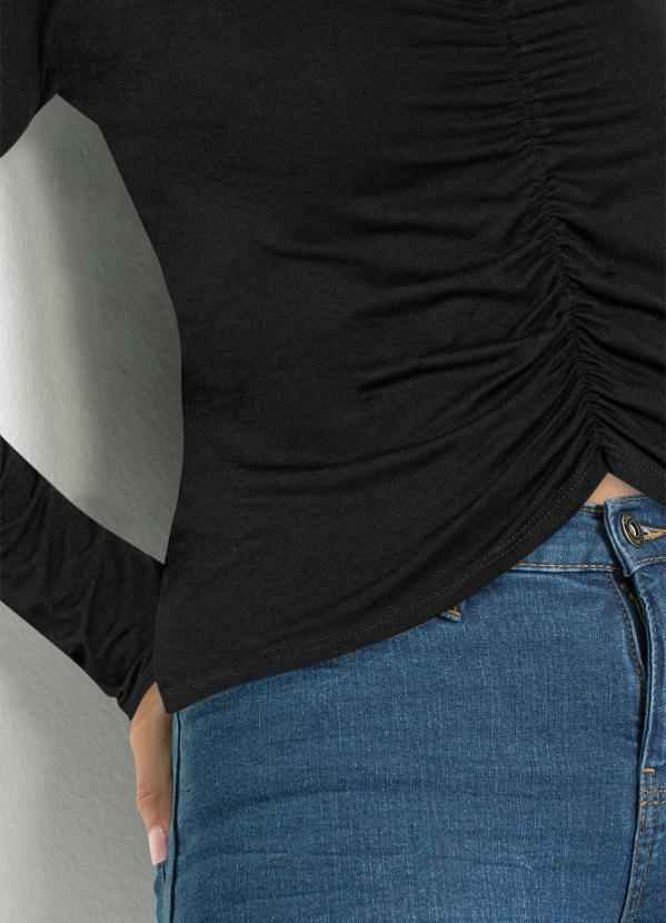 Outlet - Blusa com Recorte Manga Longa Preta 3