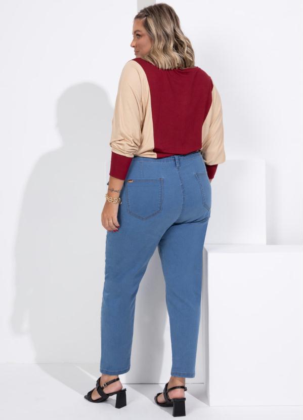 Queima Estoque - Blusa com Recortes Bicolor Bege e Bordô Ampla 9