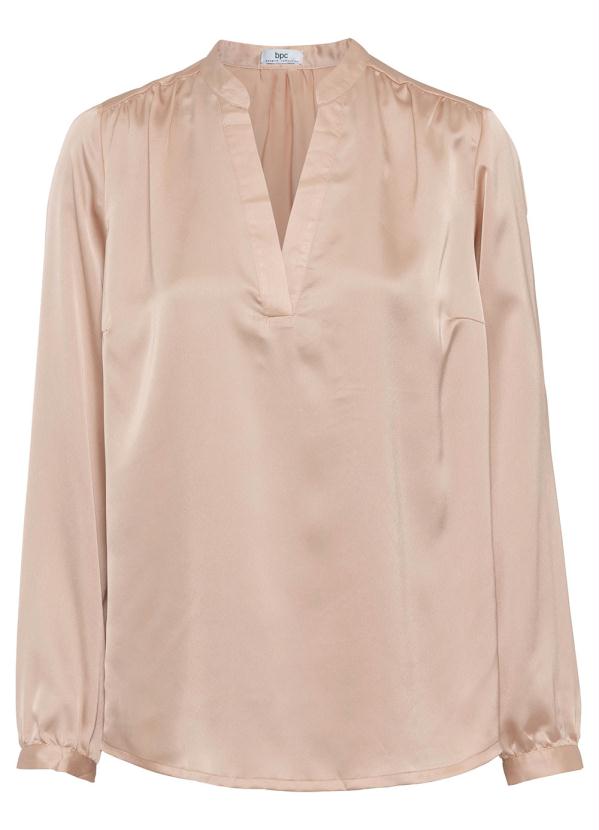 bonprix - Blusa de Cetim Mangas Longas Nude 6