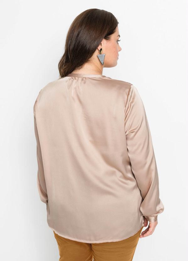 bonprix - Blusa de Cetim Mangas Longas Nude 8