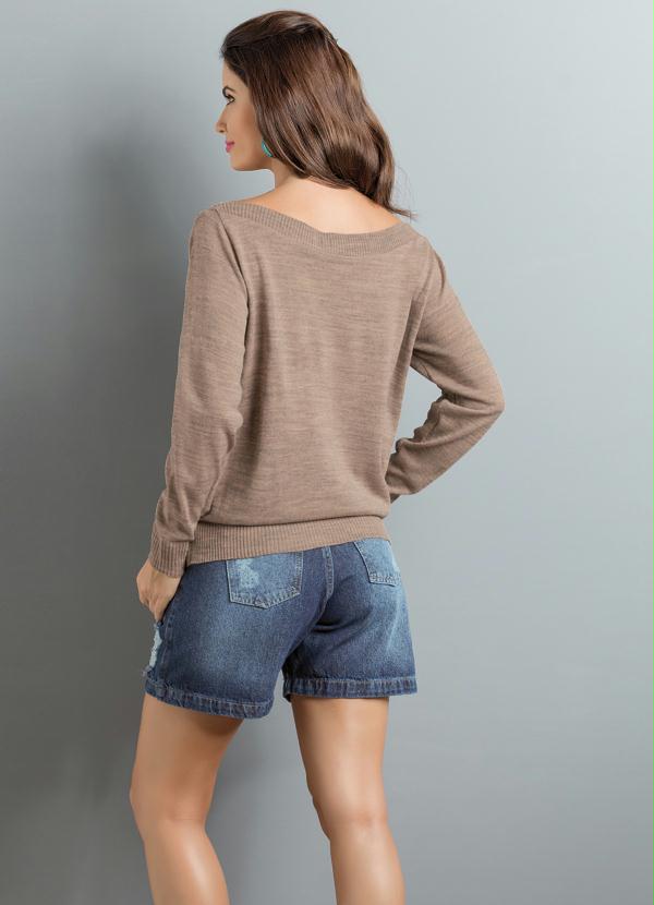 Janine - Blusa de Lã Bege com Desenho Coruja Manga Longa 4