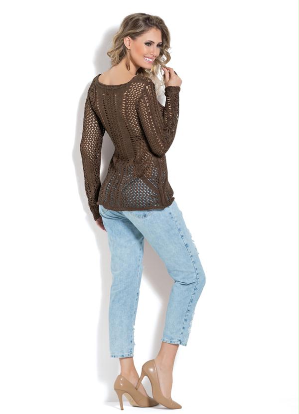 Janine - Blusa de Tricô Furadinha Marrom 5