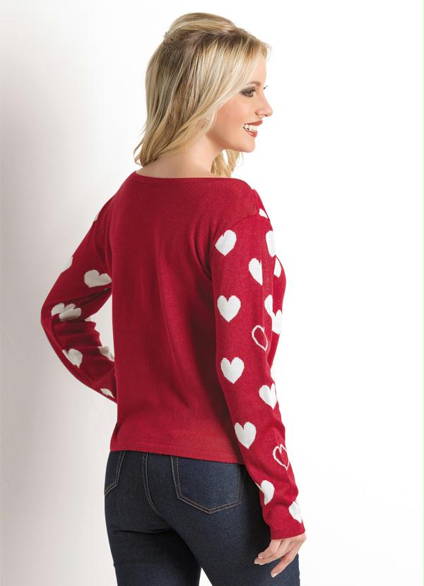 Janine - Blusa de Tricô Manga Longa Corações 2