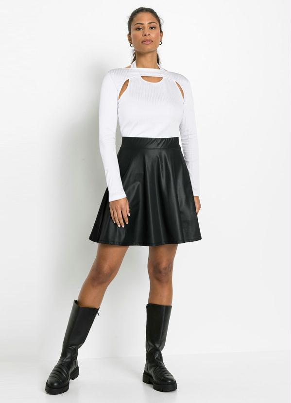 Queima Estoque - Blusa Efeito Sobreposição Manga Longa Branca 4