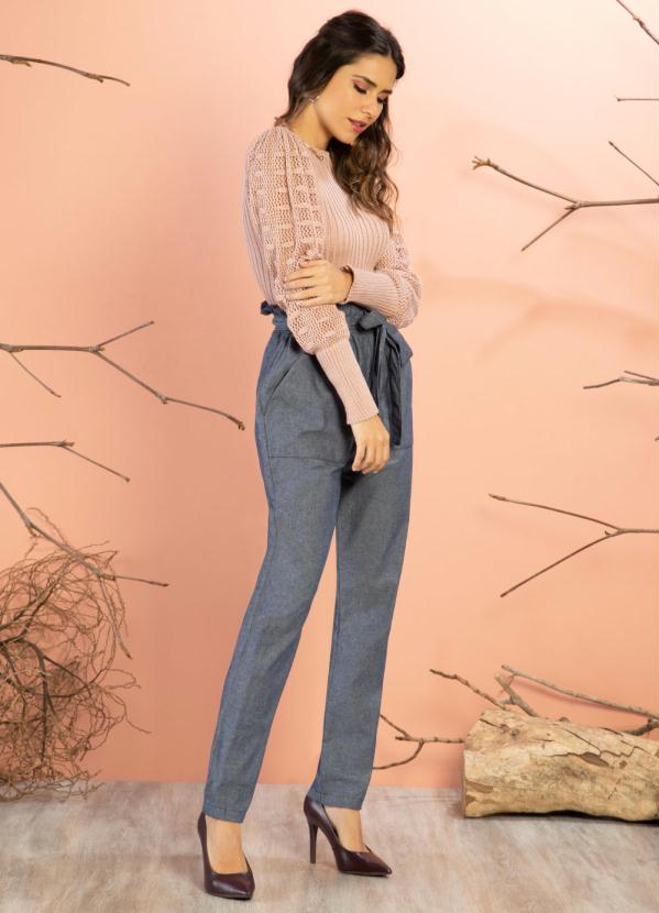 Quintess - Blusa em Tricô Rosa com Mangas Bufantes 5