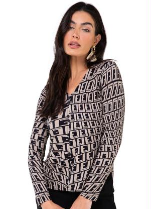 Endless Blusa Estampada Manga Longa Preto