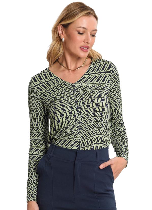 Endless - Blusa Estampada Manga Longa Verde