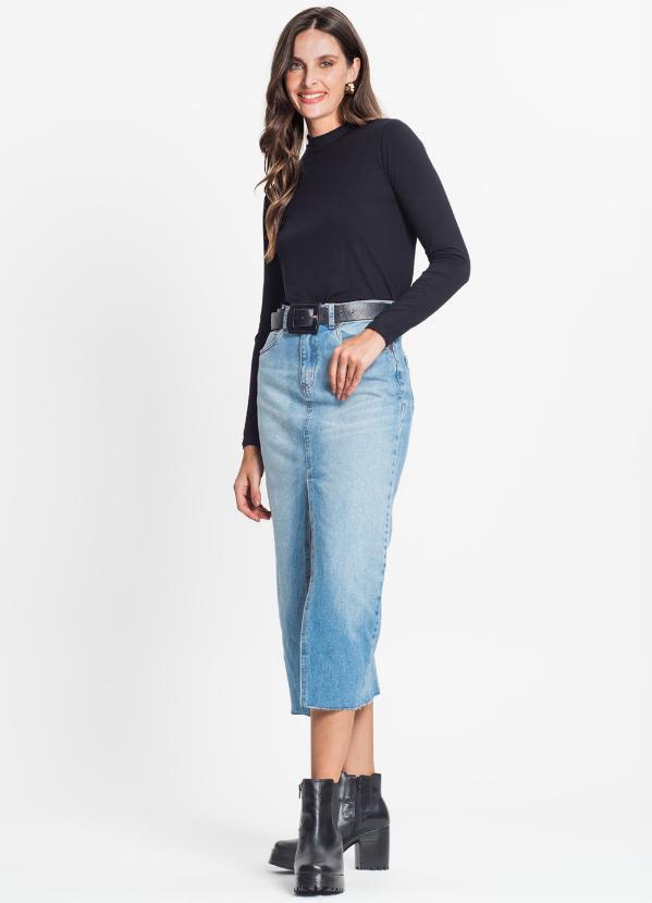 Rovitex - Blusa Feminina Manga Longa Gola Alta Preto 3