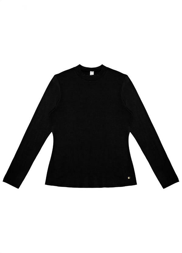 Rovitex - Blusa Feminina Manga Longa Gola Alta Preto 5