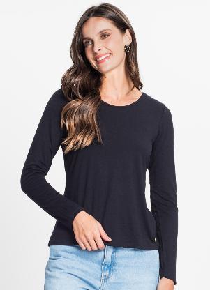 Rovitex - Blusa Feminina Manga Longa Preto - ROVITEX