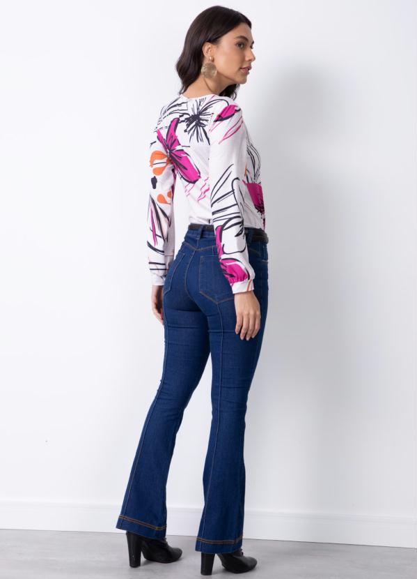 Quintess - Blusa Floral Bege com Amarração 5