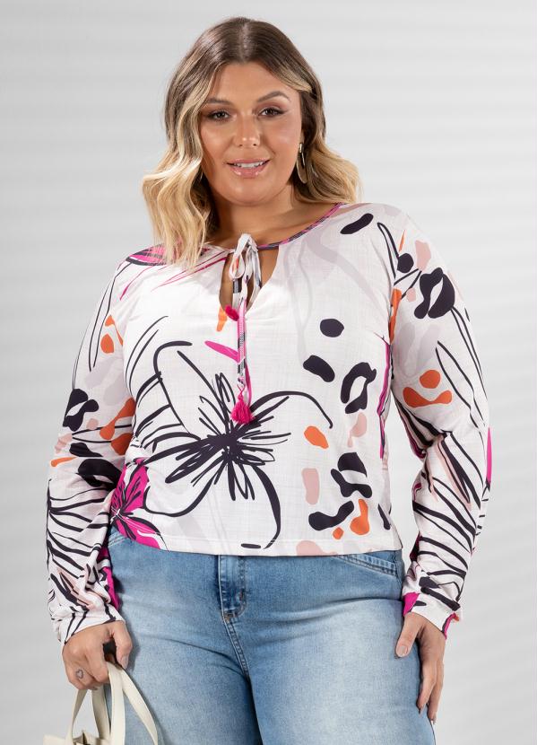 Quintess - Blusa Floral Bege com Amarração 4