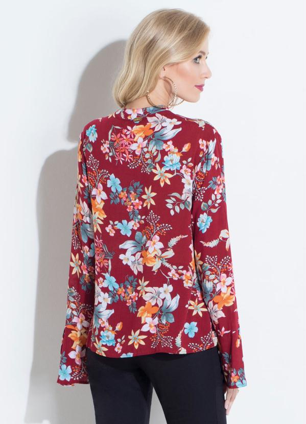 Quintess - Blusa Floral Gola Choker e Manga Sino Quintess 2