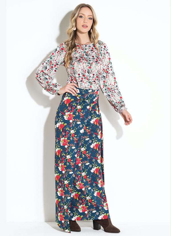 Quintess - Blusa Floral Off White com Recortes 3