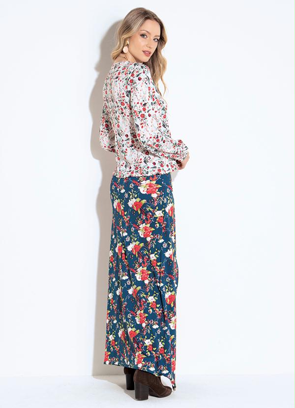 Quintess - Blusa Floral Off White com Recortes 4