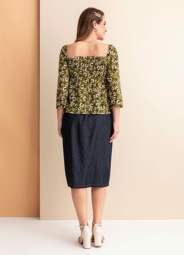 Rosalie - Blusa Floral Verde com Lastéx 4
