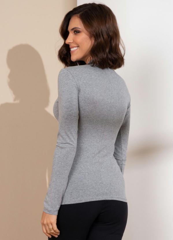 Quintess - Blusa Gola Alta com Mangas Longas Mescla 2