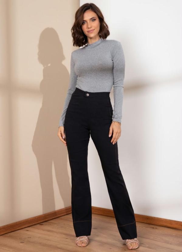 Quintess - Blusa Gola Alta com Mangas Longas Mescla 3