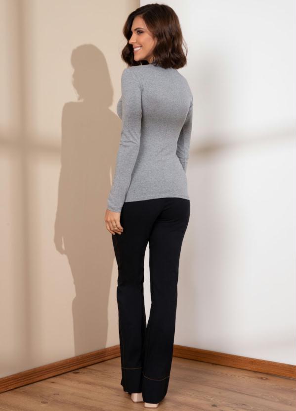 Quintess - Blusa Gola Alta com Mangas Longas Mescla 4