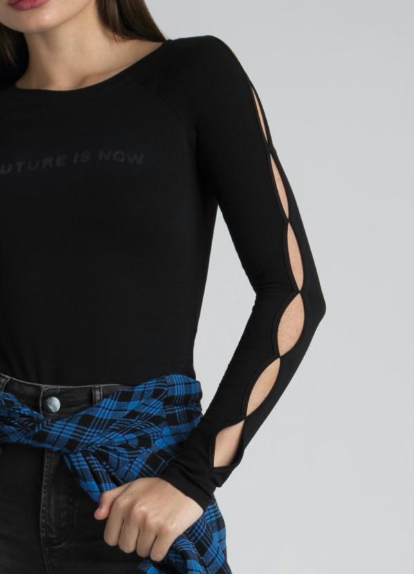 Enfim - Blusa Justa Abertura nas Mangas Preto 3