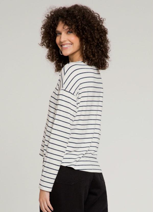 Lunender - Blusa Listrada Malha Viscose com Lurex Branco 2