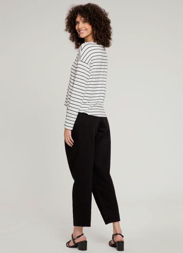 Lunender - Blusa Listrada Malha Viscose com Lurex Branco 4