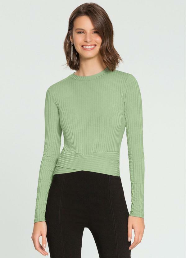 Lunender - Blusa Malha Canelado Verde