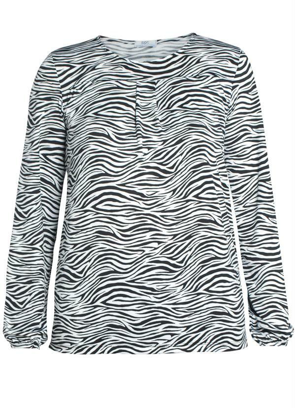 bonprix - Blusa Manga Longa Animal Print Preto/Branco 6