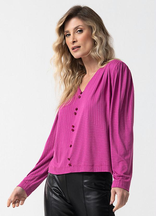 Endless - Blusa Manga Longa com Botões Roxo