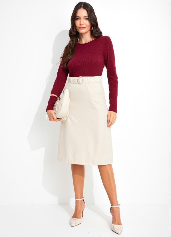 bonprix - Blusa Manga Longa com Recorte Vazado Bordô 1