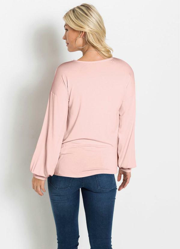 blusa manga longa rosa bebe