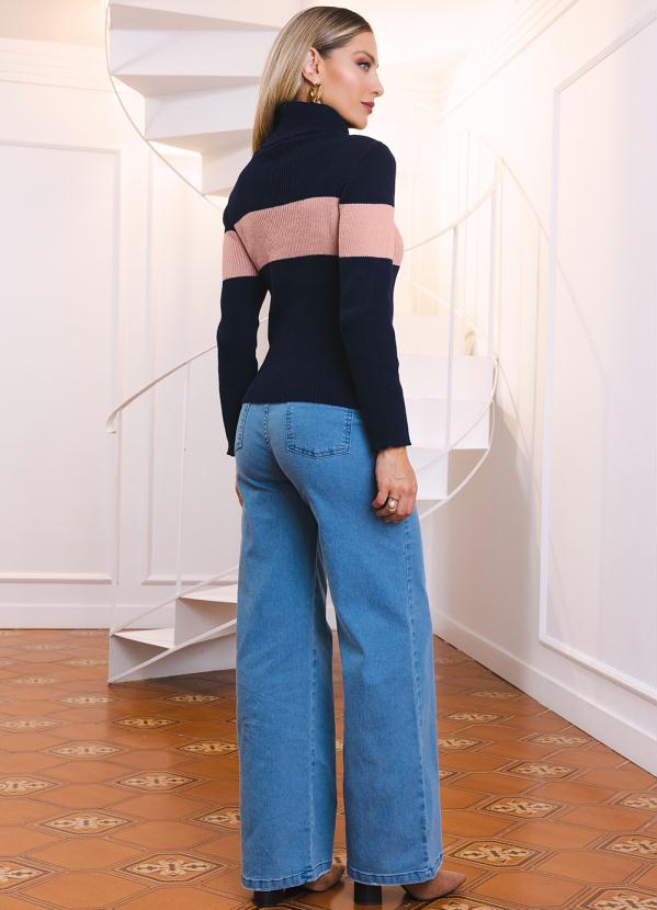 Rosalie - Blusa Marinho/Rosê com Gola Alta 4