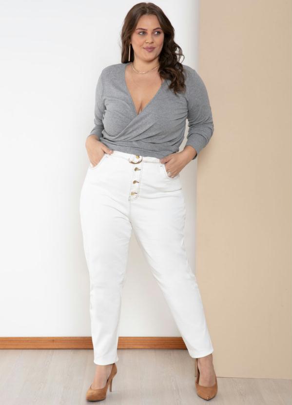 Quintess - Blusa Mescla Transpassada com Mangas Longas 7