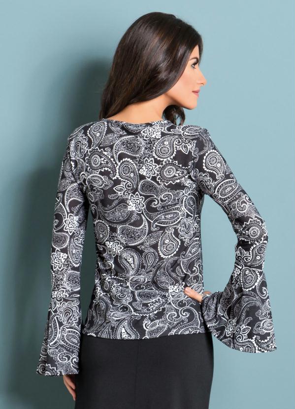 Rosalie - Blusa Moda Evangélica com Manga Sino Paisley 5
