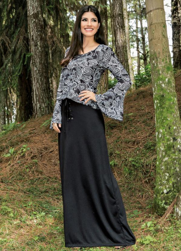 Rosalie - Blusa Moda Evangélica com Manga Sino Paisley 7