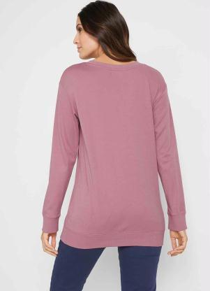 bonprix - Blusa Moletinho Estampa de Coração Rosa - BONPRIX
