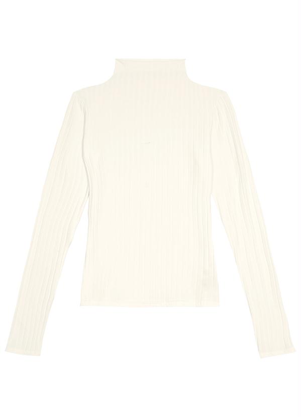 Malwee - Blusa Off White Canelada Gola Alta