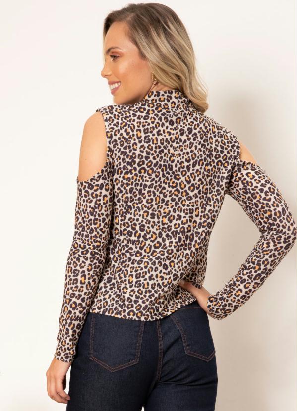 Quintess - Blusa Oncinha Laranja com Vazado nos Ombros 2