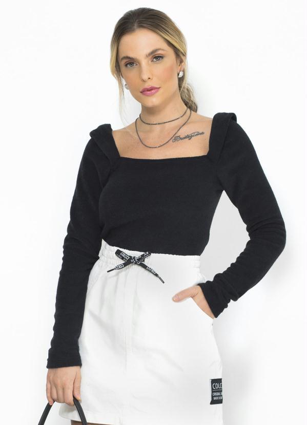 Forum - Blusa Peluciada Manga Longa Preta