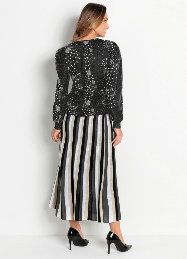 Outlet - Blusa Poá Preta com Gota Moda Evangélica 4