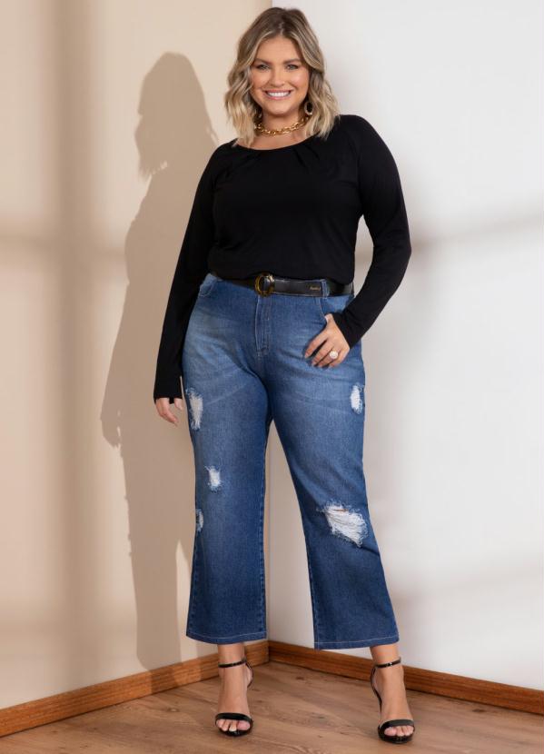 Quintess - Blusa Preta com Mangas Longas e Pregas no Decote 7