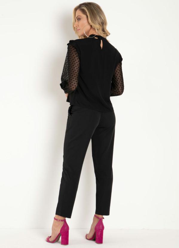 Quintess - Blusa Preta com Mangas Longas em Tule 4