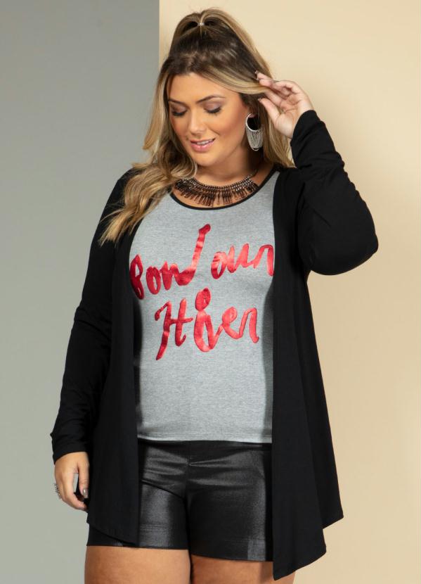 Quintess - Blusa Preta com Sobreposição 5