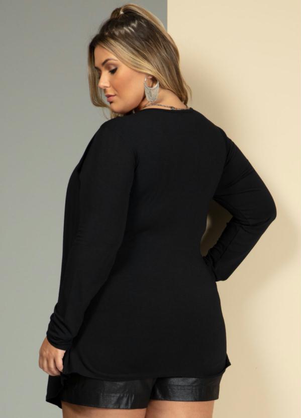 Quintess - Blusa Preta com Sobreposição 6