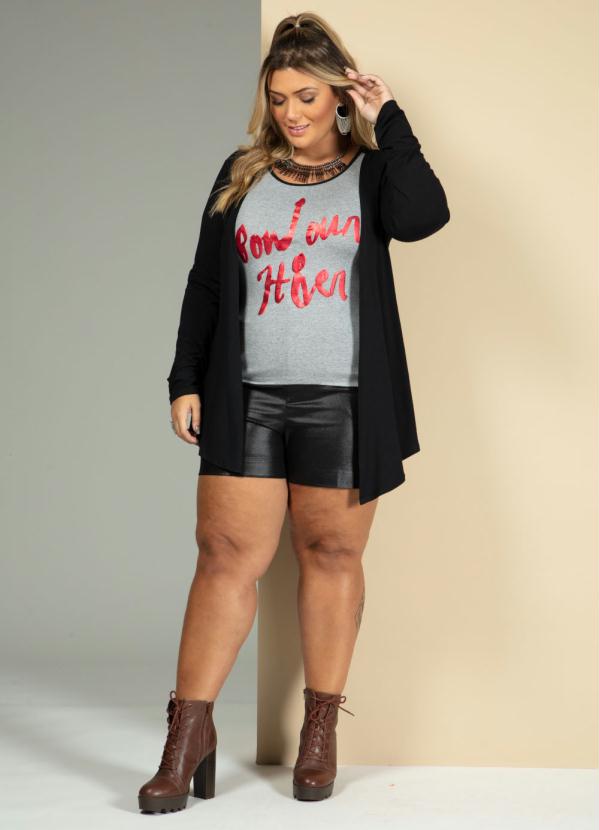 Quintess - Blusa Preta com Sobreposição 7