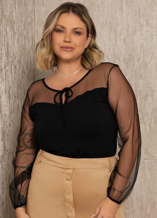 Quintess - Blusa Preta com Transparência 5
